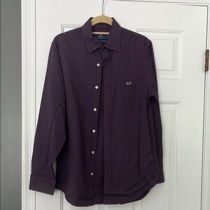 Vineyard Vines Men's Burgundy/Navy/Green Plaid Shirt